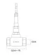 Technisches Diagramm eines HANSA-Ventils mit G3/4-Anschlüssen und einem Pfeil, der die Durchflussrichtung anzeigt. Anordnung ist klar und präzise dargestellt.
